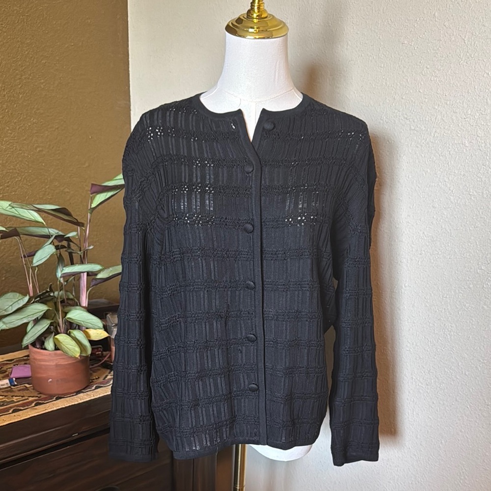Vintage Black Silk Cardigan Gibi